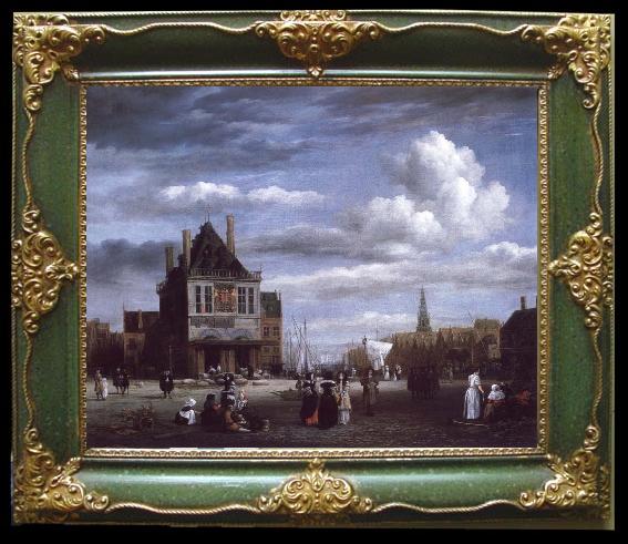 framed  Jacob van Ruisdael The Dam with the weigh house at Amsterdam, Ta119-4